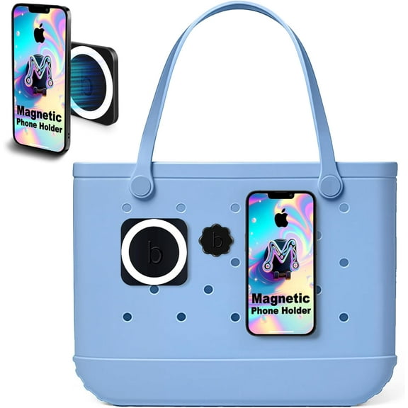 Magnetic Phone Holder for Bogg Bag Accessories Insert, Secure Attachment for Simply Southern & Beach Tote Bags, Compatible with iPhone & Android(Black)