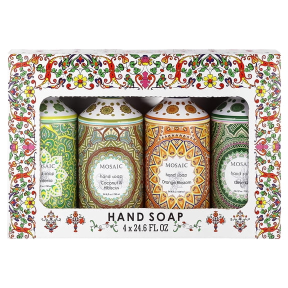 Liquid Hand Soap / Hand Wash Gift Set, Olive Oil   Coconut  Hibiscus   Gardenia   Orange Blossom, 4 x 24.6 fl oz Each Liquid Soap Bottle