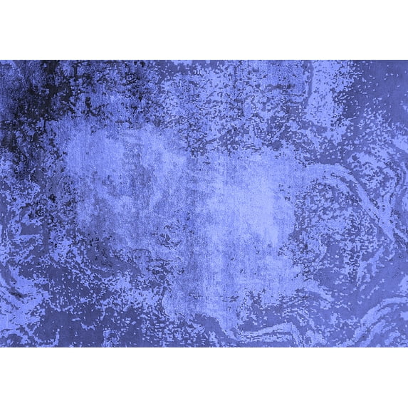 Ahgly Company Machine Washable Indoor Rectangle Oriental Blue Industrial Area Rugs, 8' x 12'