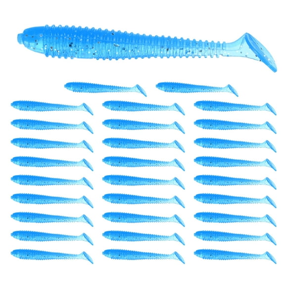 Uxcell 2.56"  Soft Fishing Lures [30-Pack] - Paddle Tail Swim Bait - BLue & Durable ABS Plastic