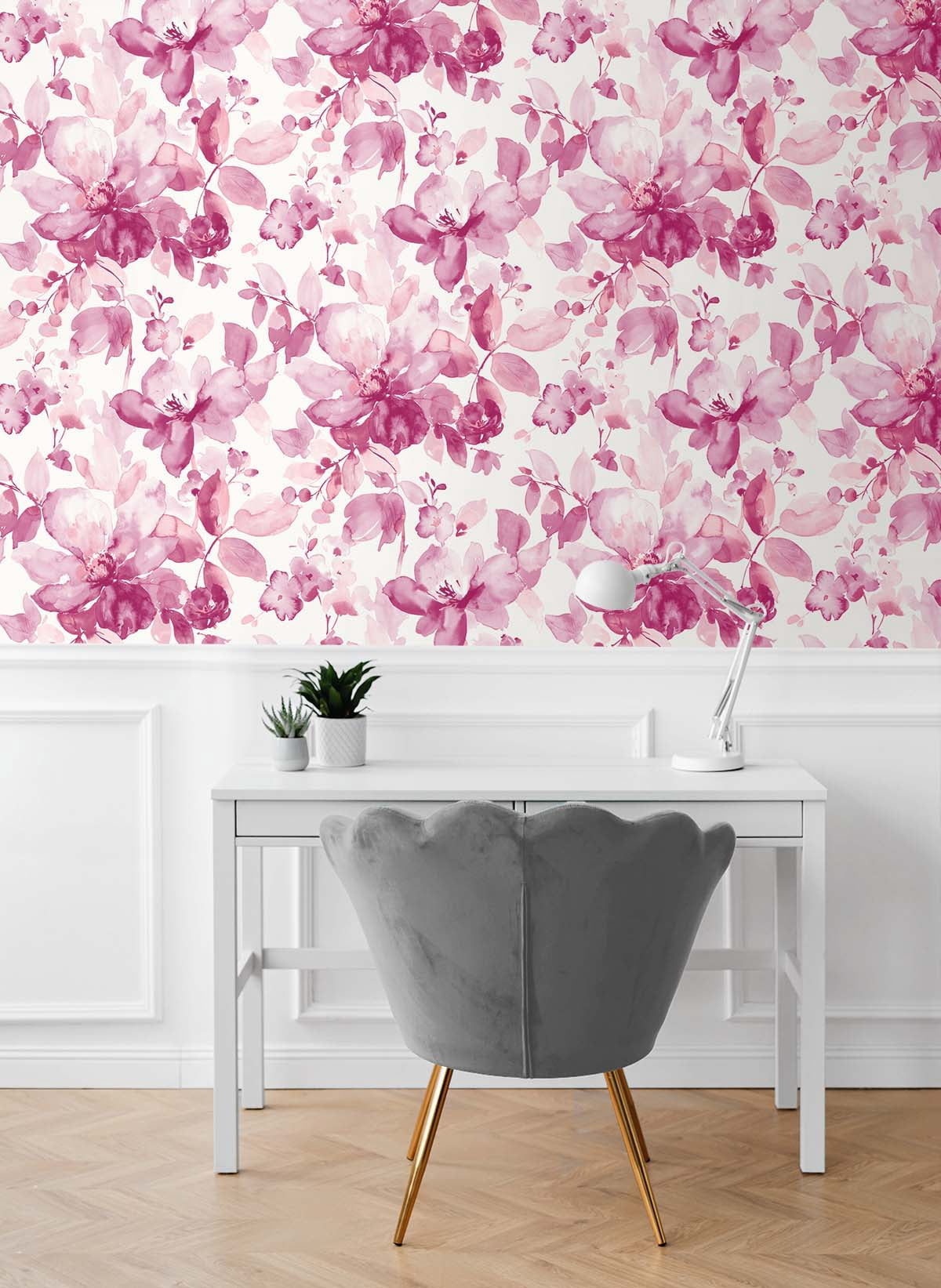 NextWall Pink Watercolor Flower Peel and Stick Wallpaper