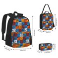 thumbnail image 2 of Balery colorful plaid Dinosaur Mochila escolar 3 en 1 para niños: mochila resistente con lonchera térmica y estuche para lápices. Mochila escolar para niños y niñas., 2 of 7