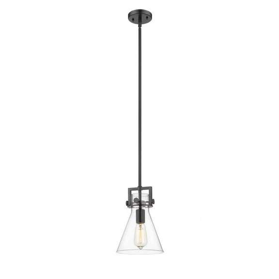 411-1S-BK-8CL-LED-Innovations Lighting-Newton Cone - 1 Light Mini Pendant In Restoration Style-11.38 Inches Tall and 8 Inches Wide Matte Black LED