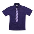 thumbnail image 1 of Chemise Habillée à Manches Courtes pour Garçon en Bas Âge avec Boutons et Cravate - Violet 3t, 1 of 3