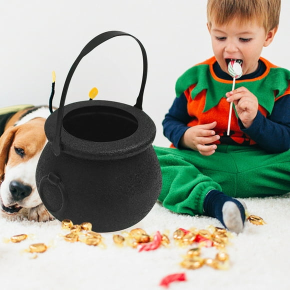 Ywbawe Halloween Witch Cauldron Candy Bucket, Plastic Halloween Pot for Candy or Decoration, Black Cauldron Candy Rack for Parties Clearance Sales Today Deals Prime