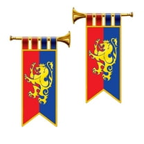 Beistle Club Pack of 24 Red and Blue Herald Trumpet Party Decorations Cutouts 17"