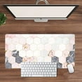 thumbnail image 3 of Marble Mouse pad Extended Full Desk Protector Mousepad Large Gaming Pink Grey Tiles Print Mouse Pads with Stitched Edges XXL,Keyboard Mat with Non-Slip Rubber Base for Office Home Work, 3 of 5