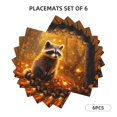 thumbnail image 3 of Placemats Set of 4 / 6, Fall Raccoon Glowing Leaves Placemats for Dining Table Indoor/Outdoors Heat Resistant Washable Placemats 18" x 12", 3 of 8