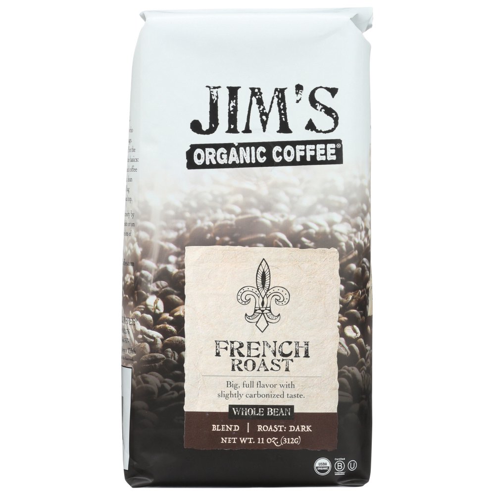 Jim'S Organic Coffee Whole Bean French Roast, 11 Oz