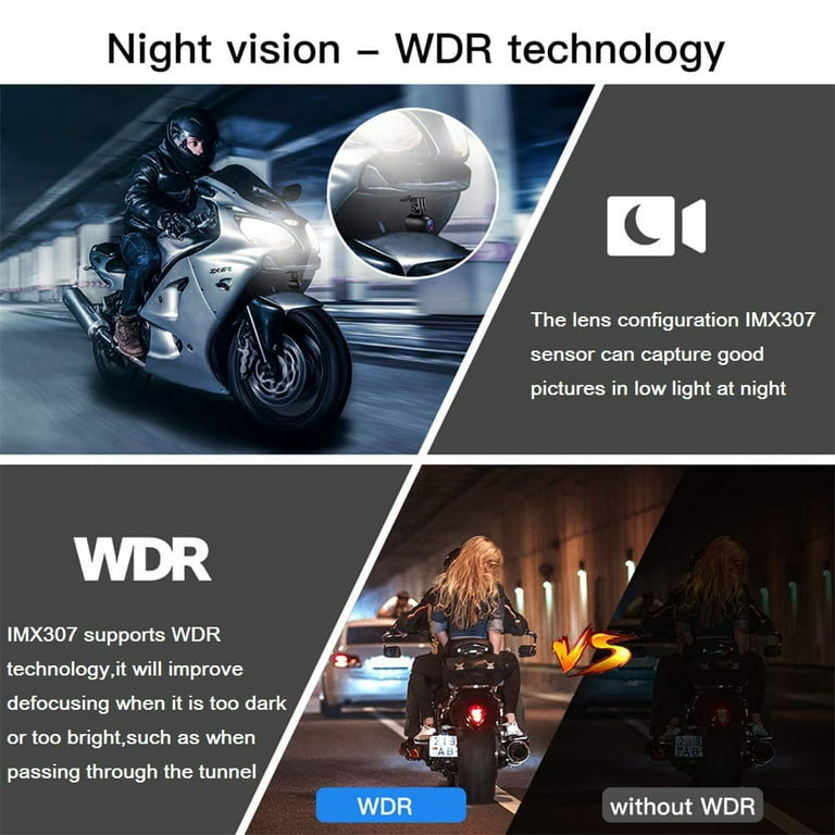 VSYSTO Dashcam Moto Caméra de Moto Camera Moto Double Objectif 1080P Caméra  Avant et arrière DVR Moto 2,0'' LCD Grand Angle 150 96 - Cdiscount Auto