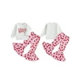 thumbnail image 2 of Kids Little Girls Valentine's Day Clothing Sets 3 4 5 6 7 Years Letter Long Sleeve Sweatshirt Heart Long Flare Pants 2-Piece Spring Outfits, 2 of 9