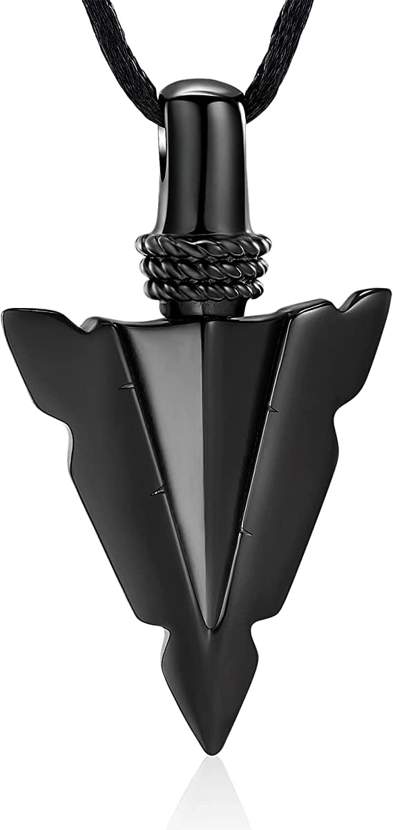 Urn Necklace for Men Arrowhead Cremation Ash Jewelry Memorial Lockets