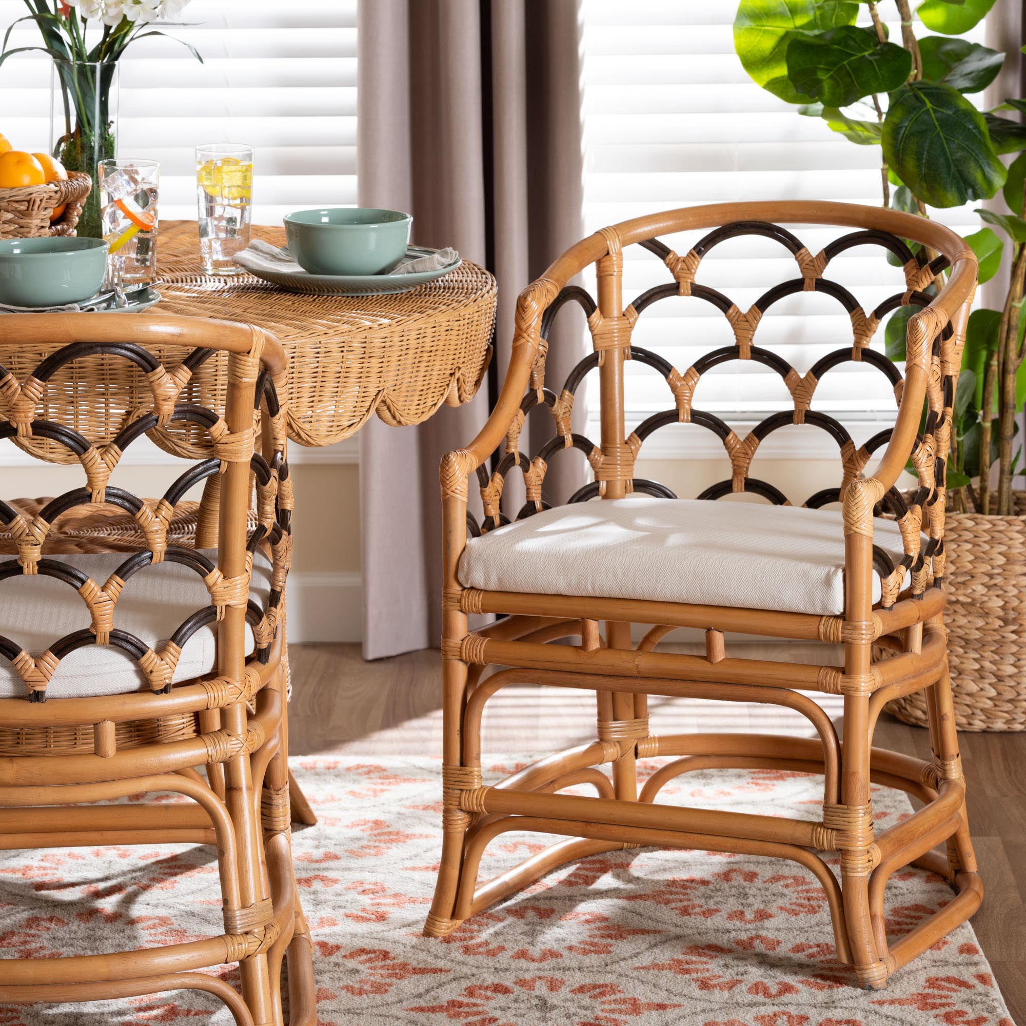 bali & pari Veneto Boho Dining Chair, Dining Height, Light Honey
