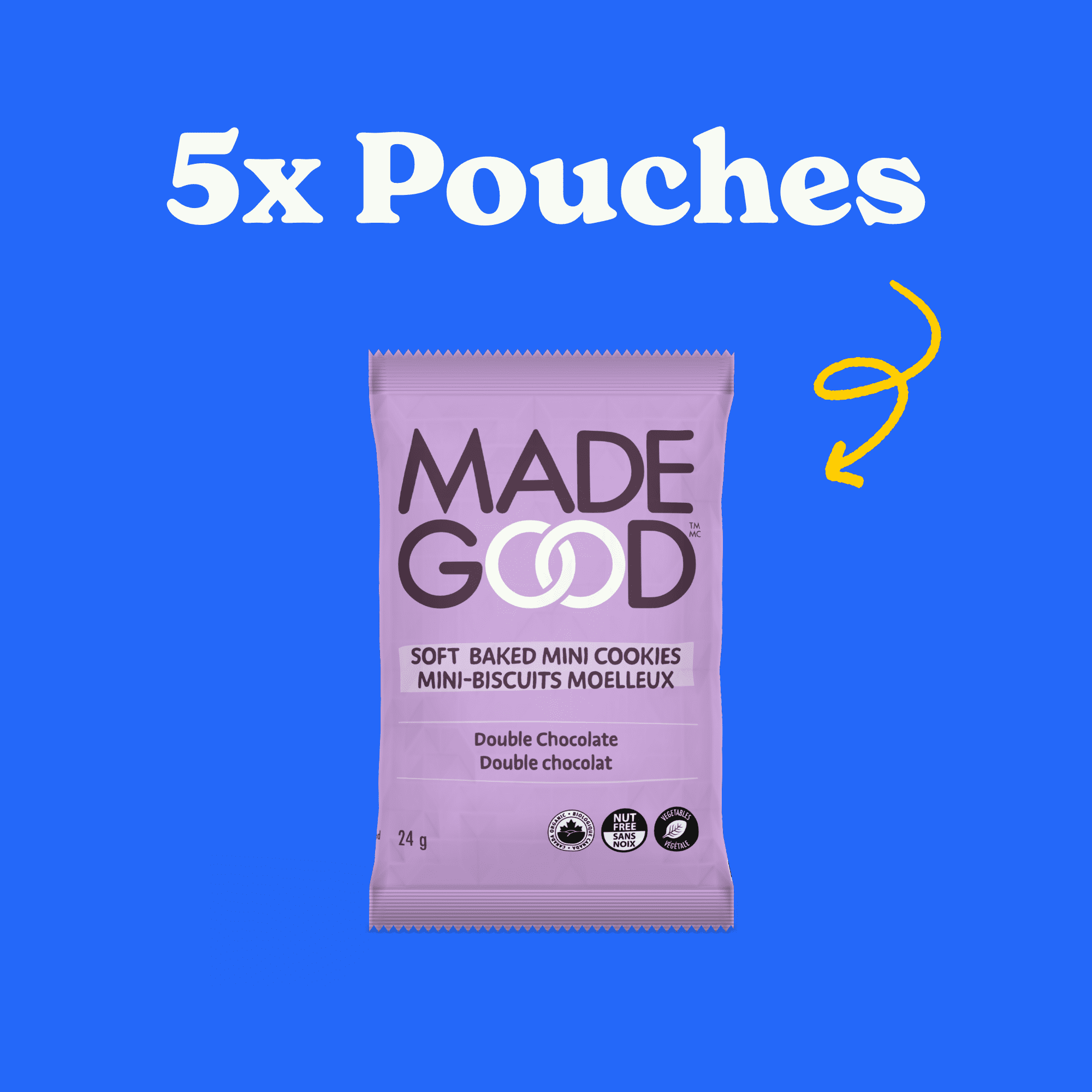 MadeGood Mini-biscuits moelleux Double chocolat Boîte de 5 sachets