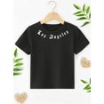 thumbnail image 3 of Boys' Los Angeles Letter Print Casual Black T-Shirt - Soft Cotton, Crew Neck, Machine Washable, Ideal for Spring/ Summer, Everyday Youngsters'S Clothing|Stylish Crew Neck|Durable Boys Shirt, Teen Boy, 3 of 5