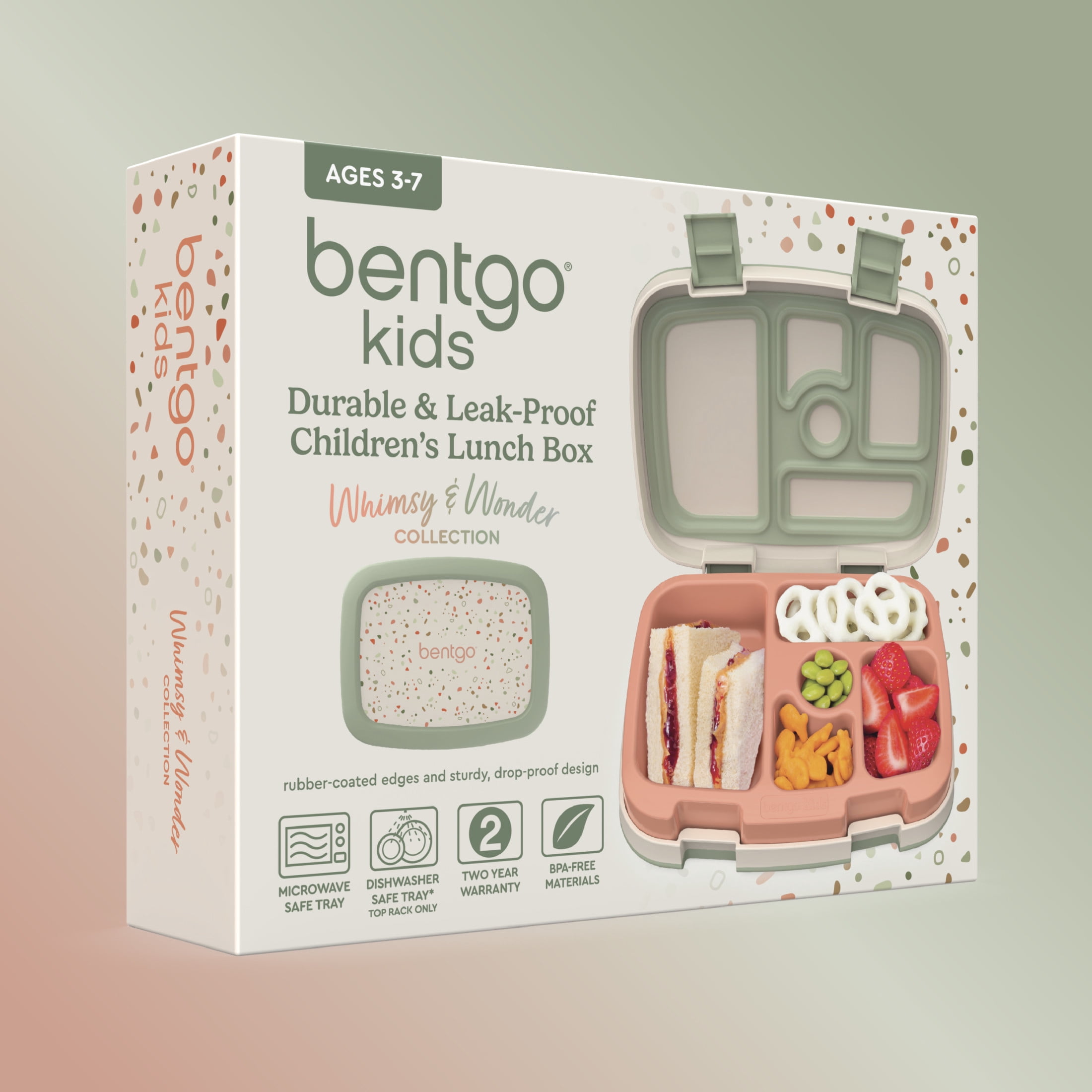 Bentgo Kids 5-Compartment Leak-Proof Bento-Style Lunch Box (Whimsy & Wonder Collection) - Ideal for Ages 3-7, Drop-Proof & Durable, Dishwasher Safe, & Made with BPA-Free Materials (Geo Speckle)