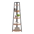 thumbnail image 2 of Danya B. Rustic Free-Standing 5-Tier Pyramid Industrial Corner Shelf in Distressed Wood Finish, 2 of 6