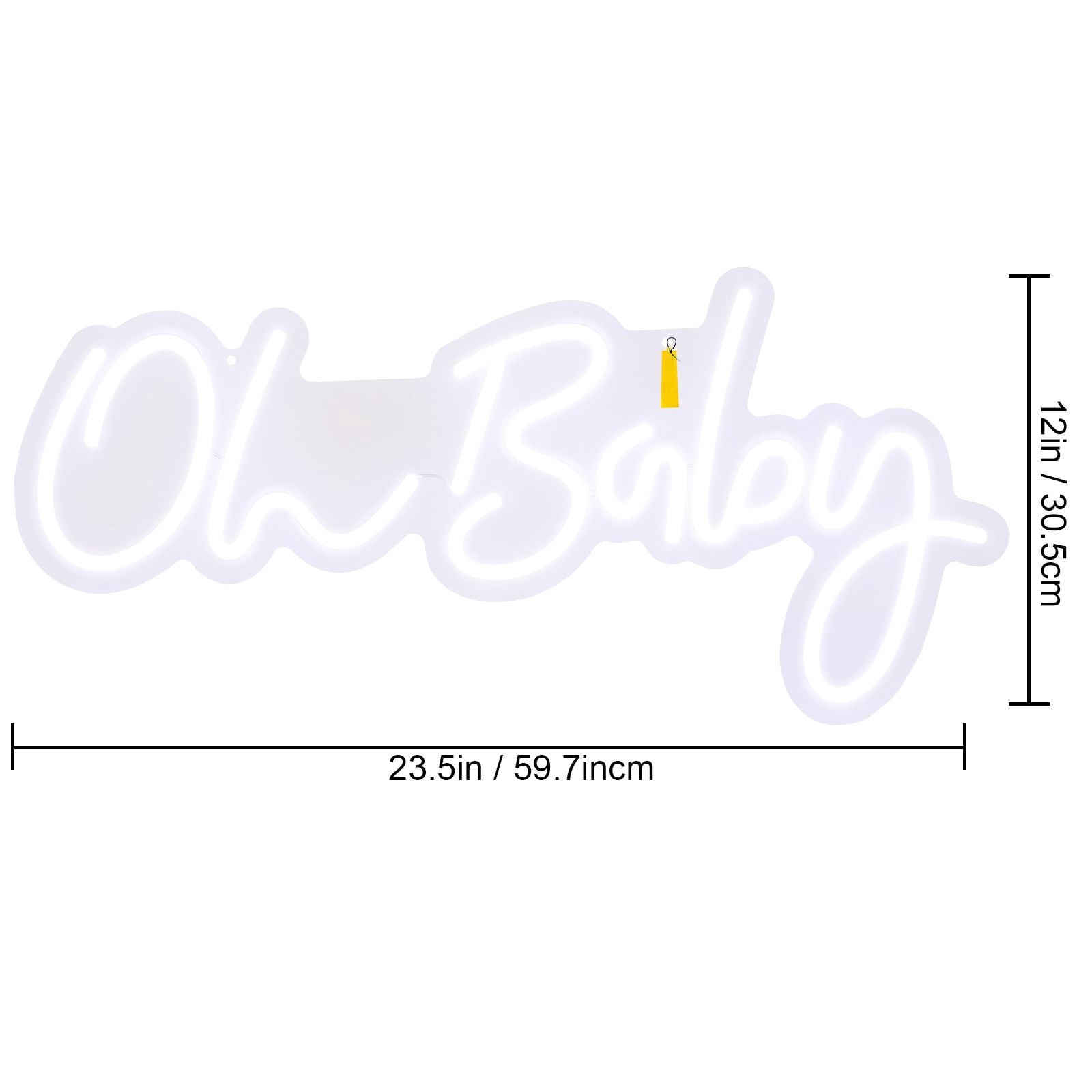 Oh Baby Neon Sign, 23.5x12 Inch LED with 4 Flash Modes, Dimmable 10%-100%, Remote Control, Silicone Material, Energy Saving for Baby Shower Gender Reveal Decor