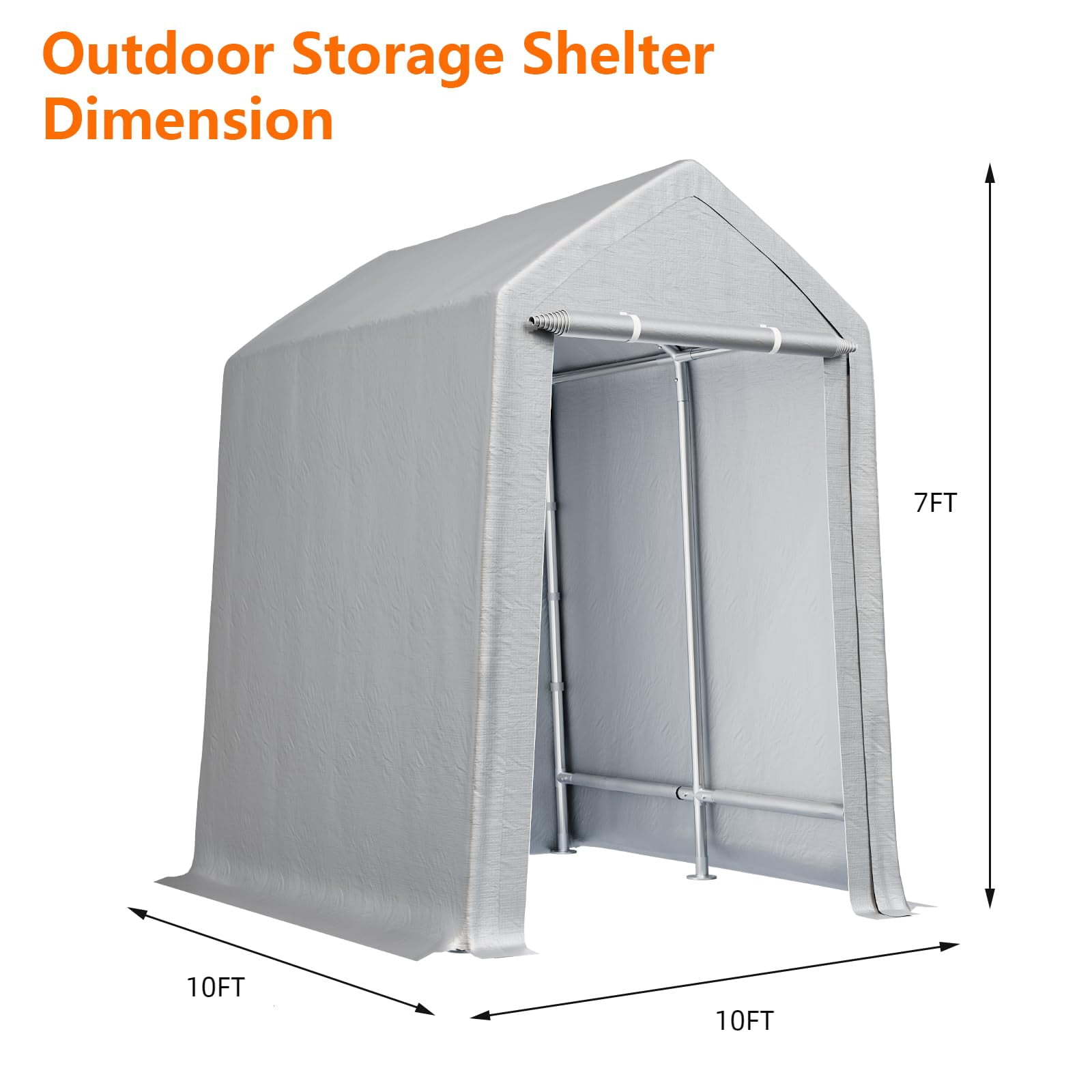 Luku Heavy-Duty Carport Canopy with Removable Side Walls and Door, Waterproof Portable Garage， Carport Shelter Reinforced Structure for Bicycles, Motorcycles and Gardening Tools