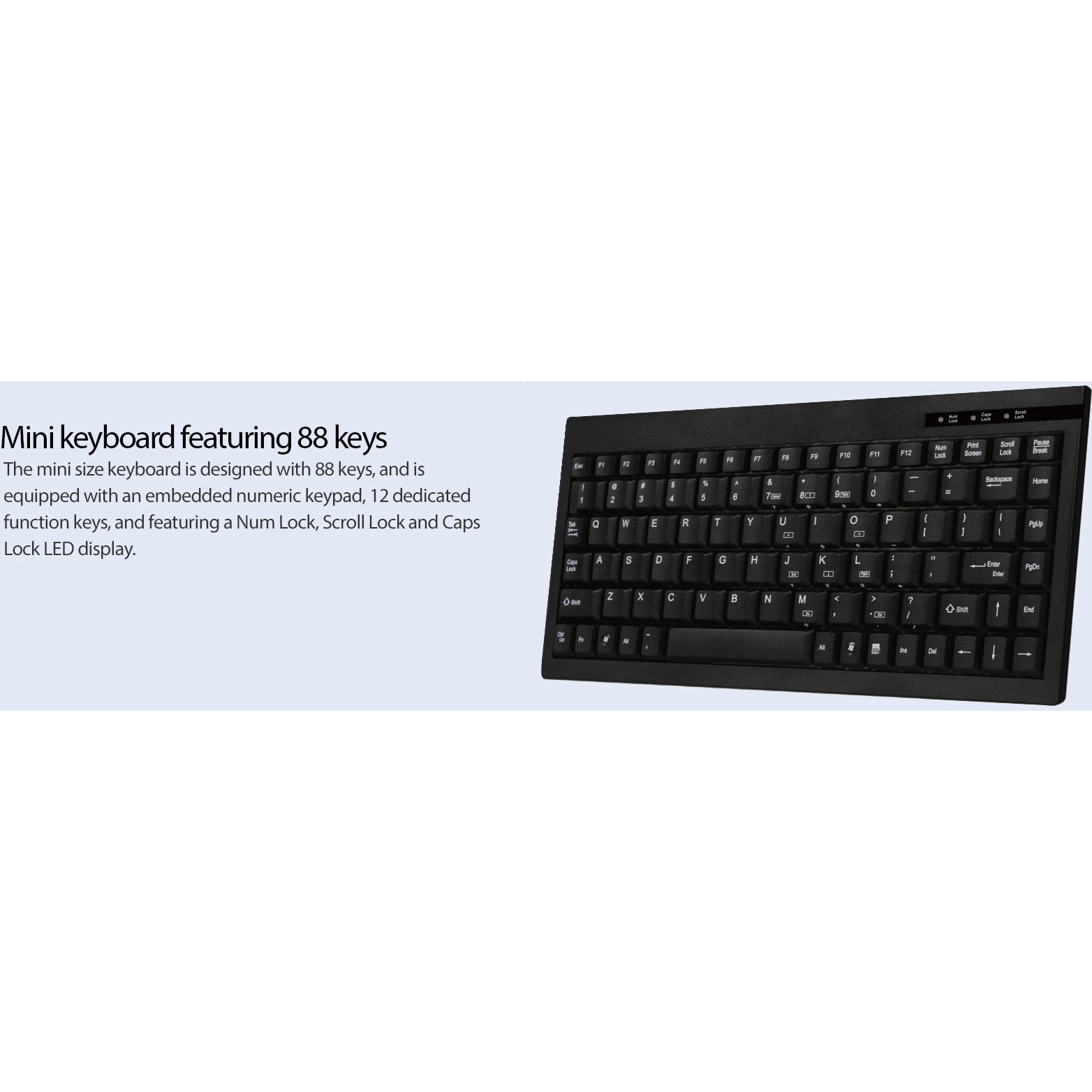 Adesso Mini Keyboard with Embedded Numeric Keypad ACK-595 Keyboard