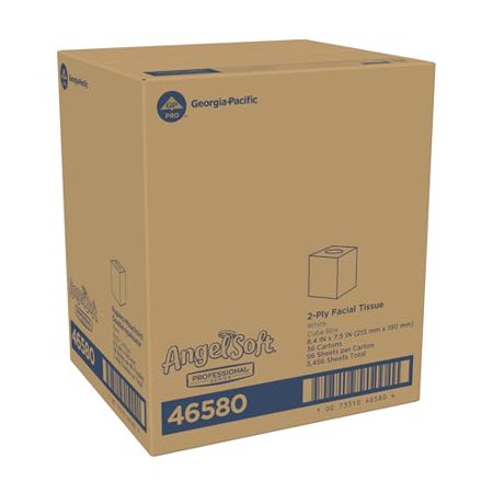 Angel Soft Professional Series 2-Ply Facial Tissue by GP PRO, Cube Box, 46580, 96 Sheets Per Box, 36 Boxes Per Case