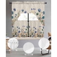thumbnail image 3 of Blue Teal Spring Floral Kitchen Curtain Set Swag Valance and Tier Curtains 24 Inch Length, Watercolor Botanical Summer Flowers Curtain Valance for Windows, Light Filter Drapes for Bedroom Bathroom, 3 of 6