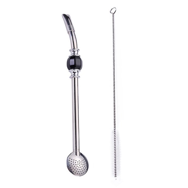 CAROOTU Stainless Steel Yerba Mate Bombilla Straw with Cleaning Brush Removal Filter Head