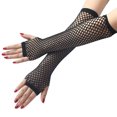thumbnail image 2 of Black Fishnet Gloves, Half Finger Fishnet Gloves  for Prom, 2 of 7