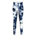 thumbnail image 5 of Bibifish Womens Yoga Pants Navy Tie-Dye Print Yoga Pants High Waist Stretchy Breathable Festival & Casual Outing Vibrant Leggings, 5 of 5