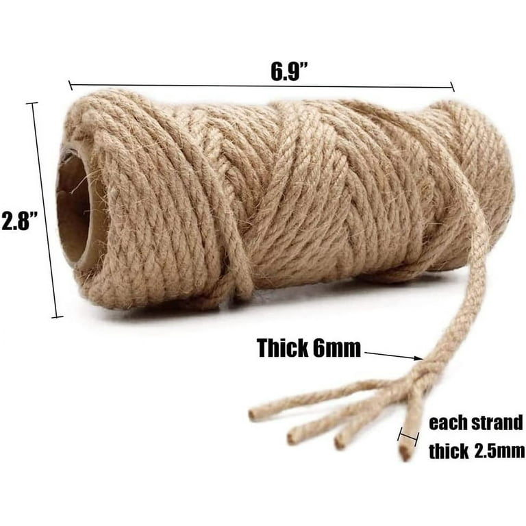 6Mm Jute Rope, 66 Feet Natural Heavy Duty Brown Twine for Crafts, Cat  Scratch Po
