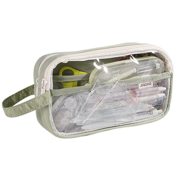 Estuche transparente para lápices | Estuche transparente de gran capacidad para niños y niñas | Organizador duradero con doble cremallera y múltiples compartimentos | Diseño transparente y colorido