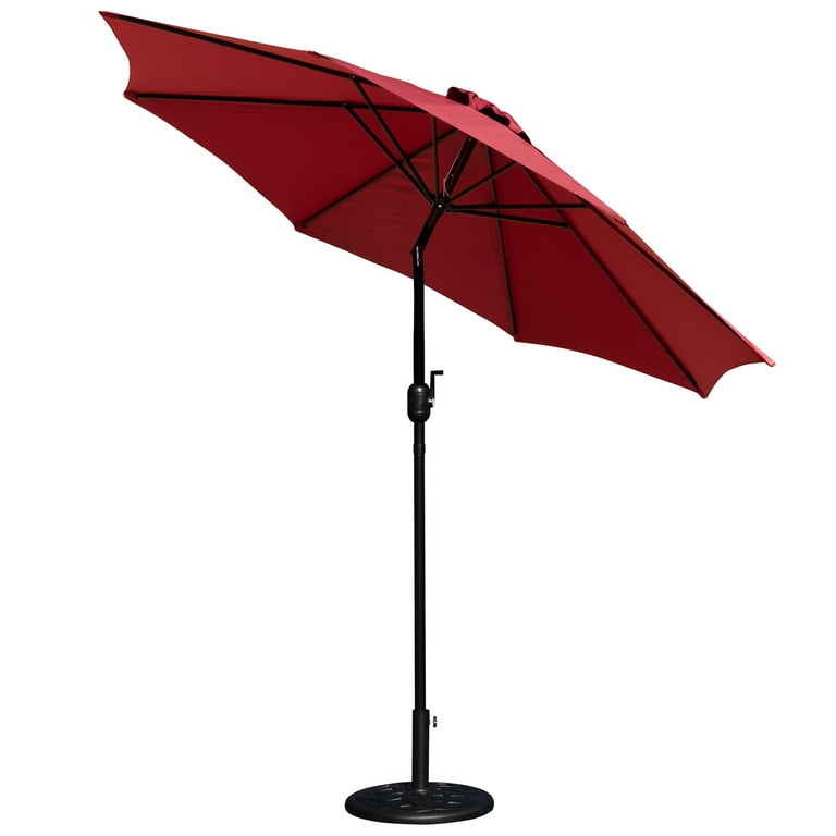 Flash Furniture Kona Red 9 FT Round Umbrella with Crank and
