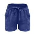thumbnail image 6 of BLVB Womens Shorts Summer Drawstring Straight Leg Lounge Elastic Waist Casual Beach Resort Wear Shorts with Pockets, 6 of 7