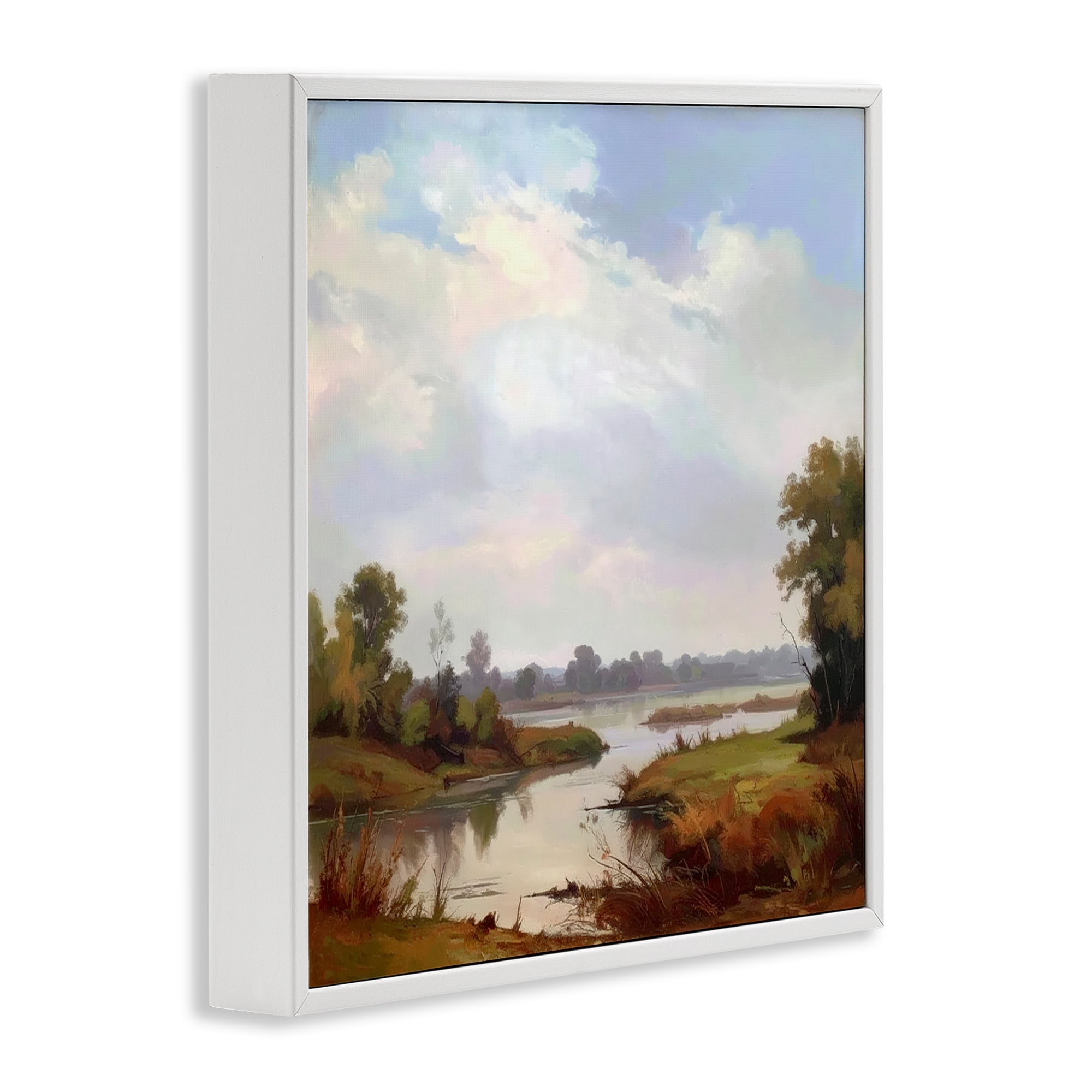 Stupell Industries Riverside Grove Landscape White Framed Giclee Art, design by Alonza Saunders