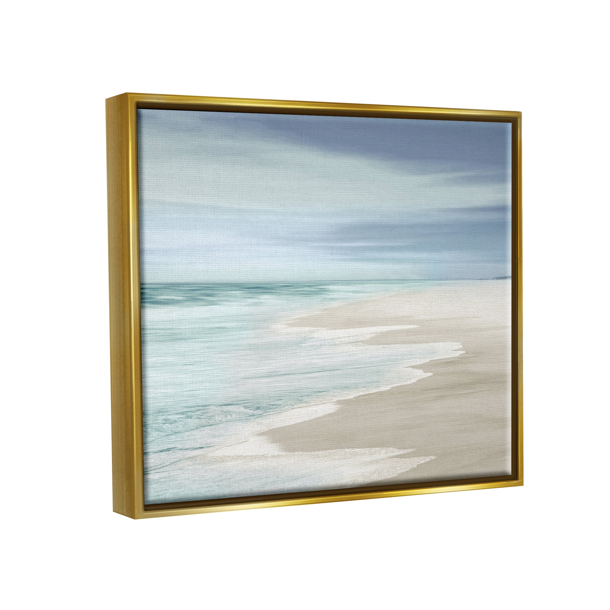 Stupell Industries Beach Foam Landscape Nature Photography Gold Floater Framed Art Print Wall Art, 31 x 25