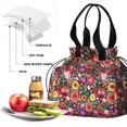 thumbnail image 4 of Pioneer Flower Floral Print Pattern Drawstring Lunch Bag Women - Drawstring Lunch Bag Insulated for Work Office - Stain-Resistant Large Lunchbags for Women with Multi-Pockets, 4 of 6