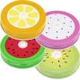 thumbnail image 2 of Fruit Pattern Mason Sipper Jar Lids with Hole for Straws – Set of 4, Fun Party Favor Lids for Mason Jars, Kids Drinkware Accessories, 2 of 3