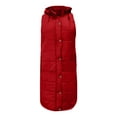 thumbnail image 6 of WREESH Womens Long Puffer Vest Sleeveless Hooded Puffy Jackets Winter Warm Padded Down Jacket Outerwear Vests Red, 6 of 7