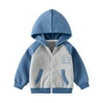 thumbnail image 2 of ATOGUTA Kids Jackets Boys Color Blocking Hoodie Coat Zipper Hoodie Long Sleeved Coat Blue, 2-7 Years, 2 of 5