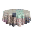 thumbnail image 5 of Pioneer Flower Floral Print Pattern Round Tablecloth 60"x60",Wrinkle Wipeable Table Cloth for Kitchen Dining Room Picnic Patio Party, 5 of 6