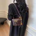 thumbnail image 2 of husxh Retro Leather Bucket Bag for Women Zipper Closure Shoulder Purses (Coffee ), 2 of 9