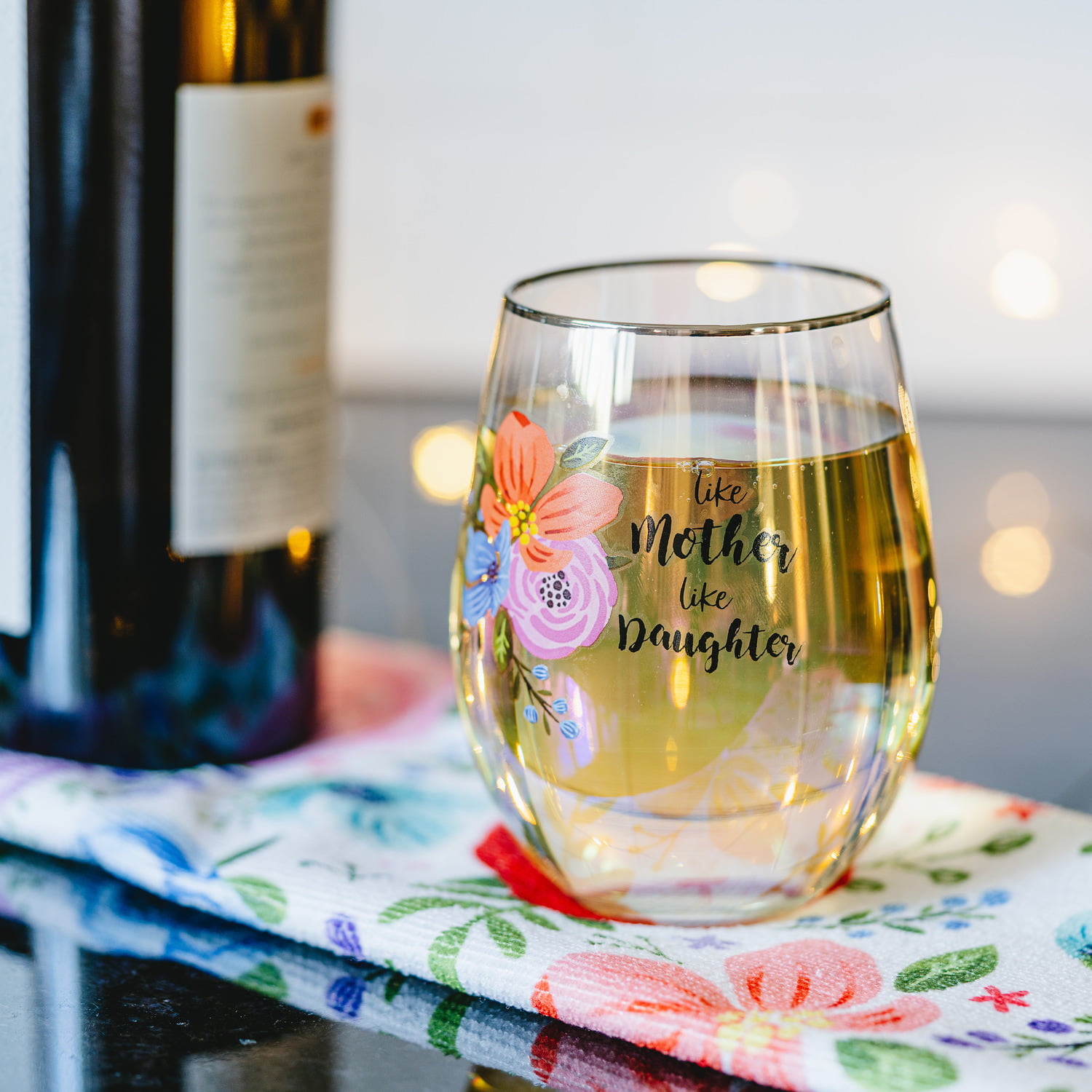 Best Mom and Daughter Stemless Wine Glass Set of 2- Wine Glasses