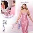 thumbnail image 6 of Portable Makeup Case Organizer 4 Trays Makeup Box Lockable Beauty Cosmetic Train Case Traveling Make up Storage, Pink, 6 of 7