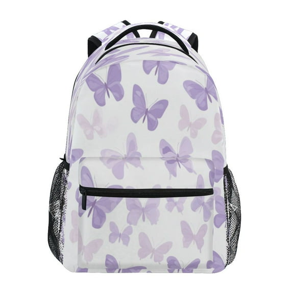 Backpack 16x11.4x6.9 Inches Fashion Backpack Shopping Travel Outing Backpack Pretty Purple Butterfly Seamless