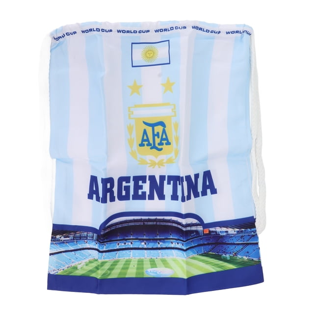 Bolsa de tela con cordón para fútbol, plegable, impermeable, con bolsillo para guardar artículos de fútbol para la ceremonia conmemorativa de la Copa del Mundo de Argentina.