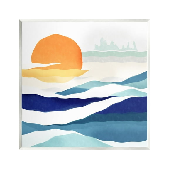 Stupell Industries Abstract Sun & Waves Landscape Painting Unframed Art Print Wall Art, 12 x 12