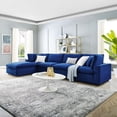 thumbnail image 1 of Modway Commix Down Filled Overstuffed Performance Velvet 5-Piece Sectional Sofa in Navy, 1 of 10