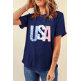 thumbnail image 5 of Women's Blue USA Graphic July 4th Crew Neck T-Shirt - Perfect for Independence Day | [ZhiHiMeRi] | (US 20-22)2XL, 5 of 9