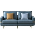 thumbnail image 4 of Canddidliike 73" Mid Century Modern Leather Sofa Couch Love Seats with 2 Pillows,Blue, 4 of 8