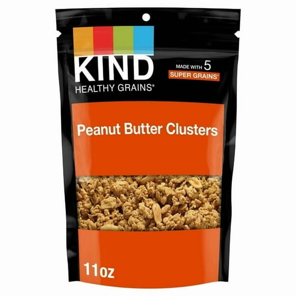 Kind Healthy Grains Peanut Butter Whole Grain Clusters, Sesame Seeds, 11oz, Plastic Bag pack of 2